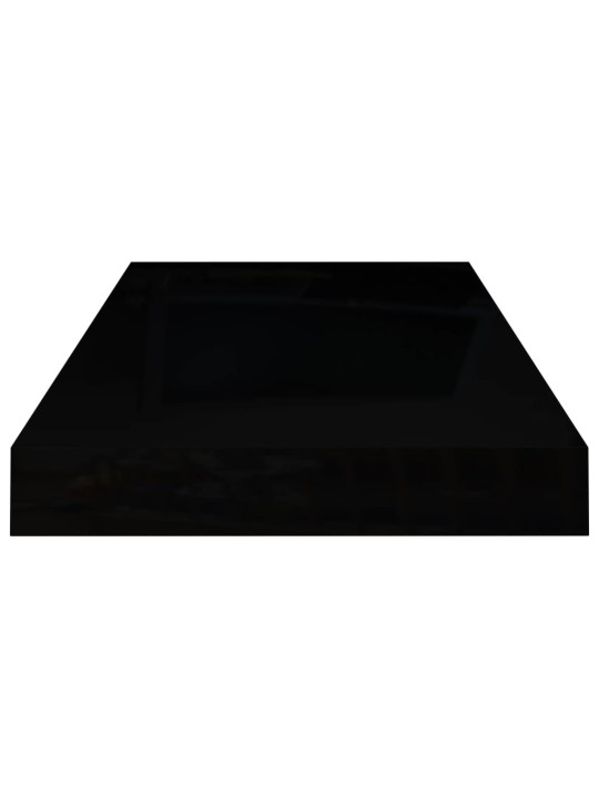 Plovoucí nástěnná police černá vysoký lesk 50 x 23 x 3,8 cm MDF