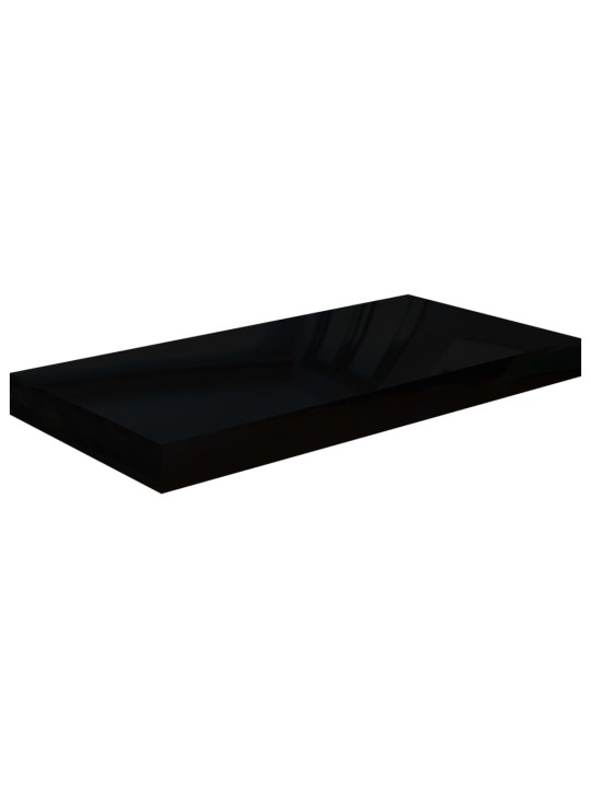Plovoucí nástěnné police 2 ks lesklé černé 50 x 23 x 3,8 cm MDF
