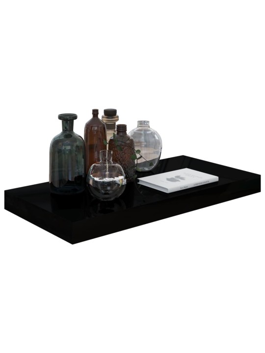 Plovoucí nástěnné police 4 ks lesklé černé 50 x 23 x 3,8 cm MDF