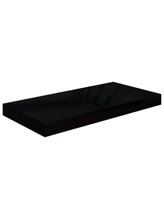 Plovoucí nástěnné police 4 ks lesklé černé 50 x 23 x 3,8 cm MDF