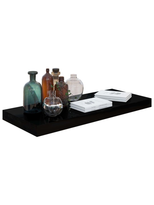 Plovoucí nástěnné police 4 ks lesklé černé 60x23,5x3,8 cm MDF