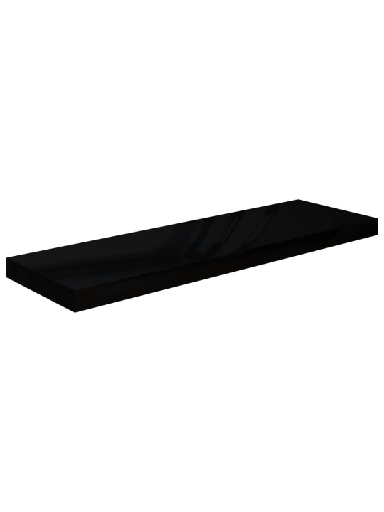 Plovoucí nástěnná police černá vysoký lesk 80x23,5x3,8 cm MDF