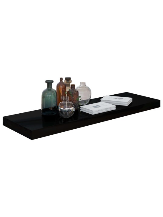 Plovoucí nástěnné police 2 ks lesklé černé 80x23,5x3,8 cm MDF