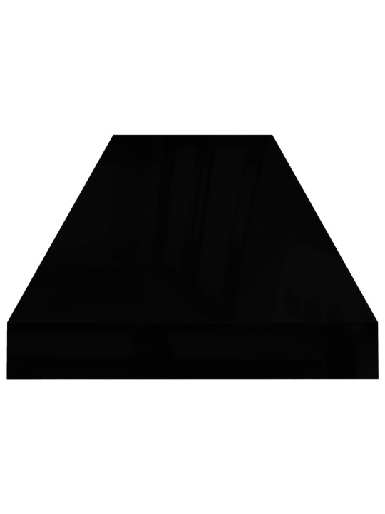 Plovoucí nástěnná police černá vysoký lesk 90x23,5x3,8 cm MDF