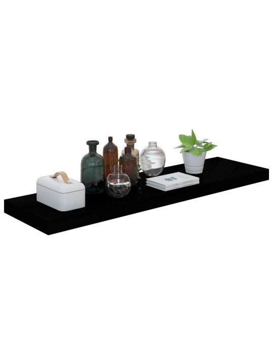 Plovoucí nástěnné police 4 ks lesklé černé 90x23,5x3,8 cm MDF