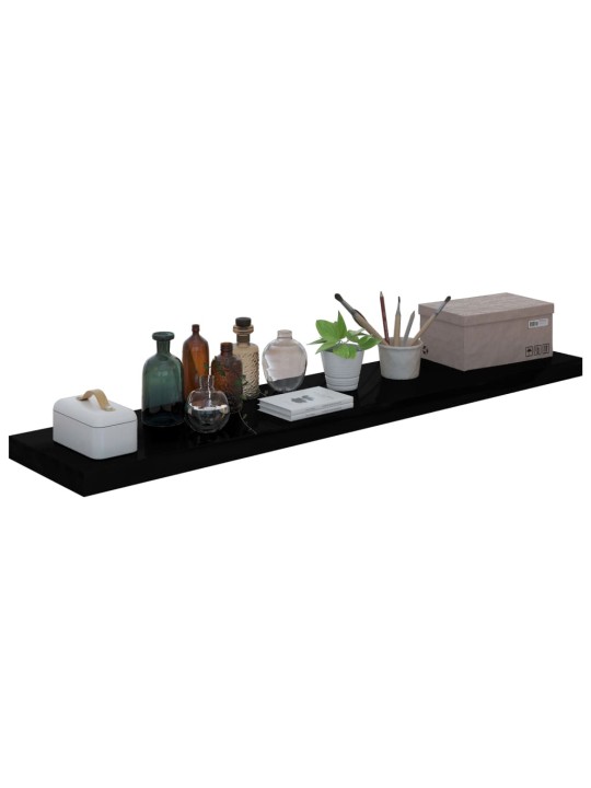 Plovoucí nástěnná police černá vysoký lesk 120x23,5x3,8 cm MDF