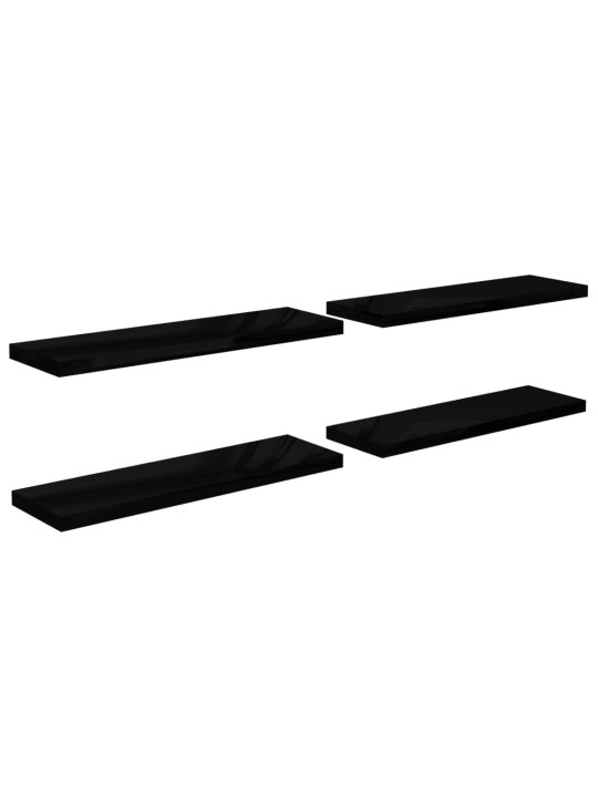Plovoucí nástěnné police 4 ks lesklé černé 120x23,5x3,8 cm MDF