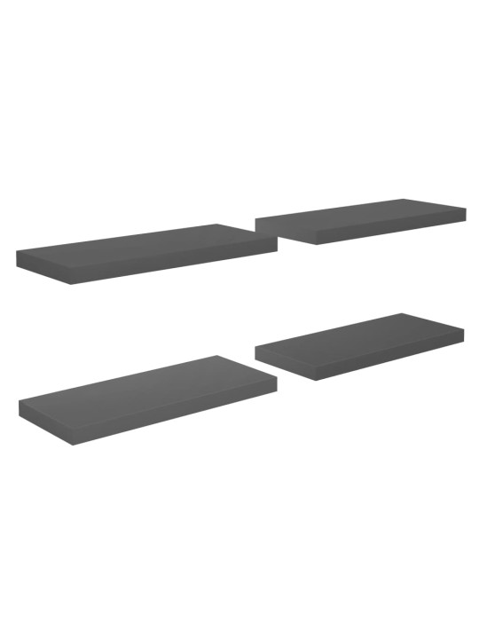 Plovoucí nástěnné police 4 ks lesklé šedé 60x23,5x3,8 cm MDF