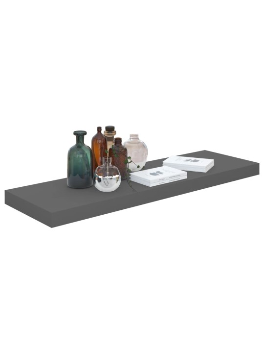 Plovoucí nástěnná police šedá vysoký lesk 80x23,5x3,8 cm MDF