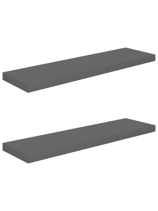 Plovoucí nástěnné police 2 ks lesklé šedé 90x23,5x3,8 cm MDF