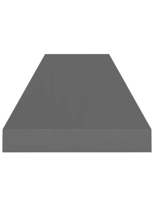 Plovoucí nástěnné police 2 ks lesklé šedé 90x23,5x3,8 cm MDF