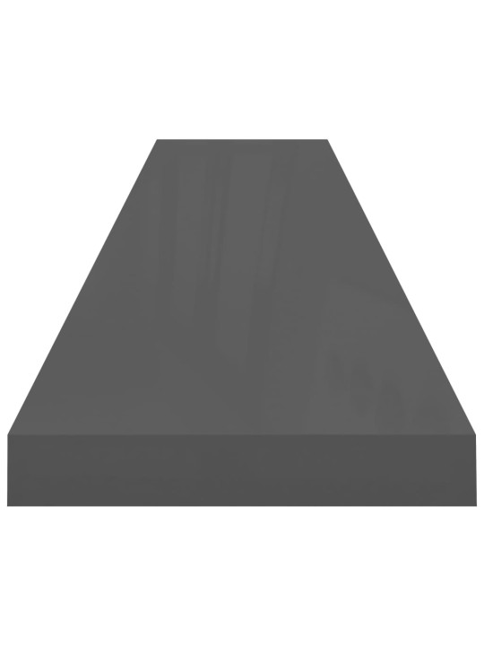 Plovoucí nástěnná police šedá vysoký lesk 120x23,5x3,8 cm MDF