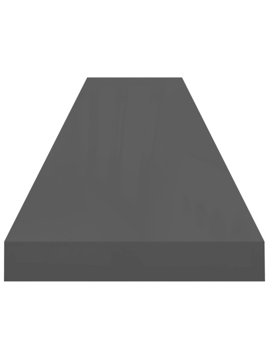 Plovoucí nástěnné police 2 ks lesklé šedé 120x23,5x3,8 cm MDF