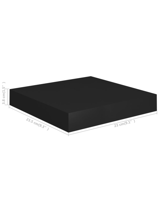 Plovoucí nástěnné police 4 ks černé 23 x 23,5 x 3,8 cm MDF