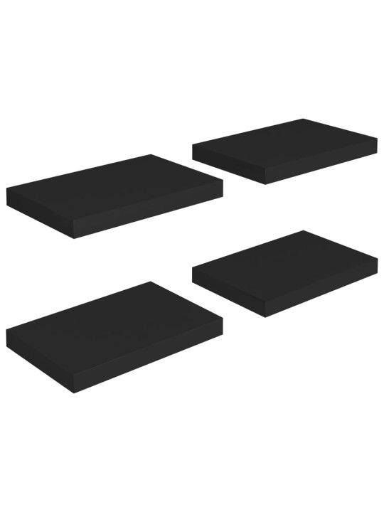 Plovoucí nástěnné police 4 ks černé 40 x 23 x 3,8 cm MDF