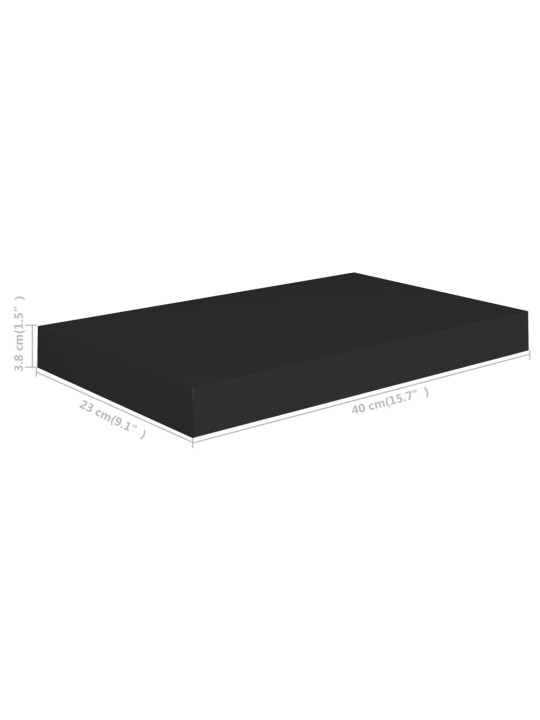 Plovoucí nástěnné police 4 ks černé 40 x 23 x 3,8 cm MDF