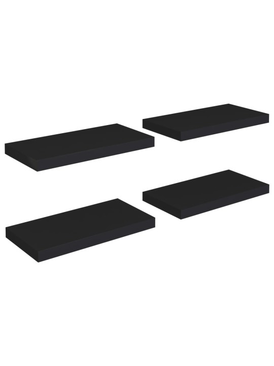 Plovoucí nástěnné police 4 ks černé 50 x 23 x 3,8 cm MDF