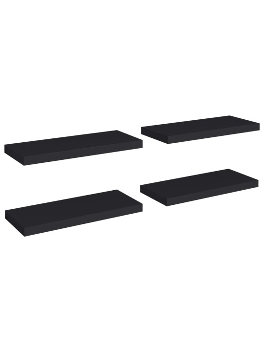 Plovoucí nástěnné police 4 ks černé 60 x 23,5 x 3,8 cm MDF