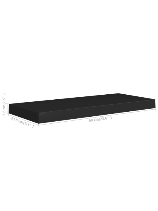 Plovoucí nástěnné police 4 ks černé 60 x 23,5 x 3,8 cm MDF