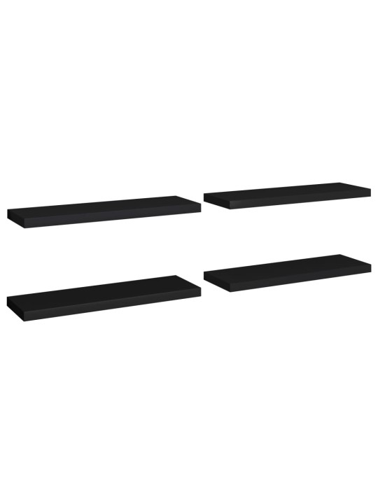 Plovoucí nástěnné police 4 ks černé 80 x 23,5 x 3,8 cm MDF