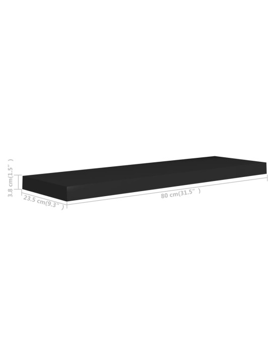 Plovoucí nástěnné police 4 ks černé 80 x 23,5 x 3,8 cm MDF