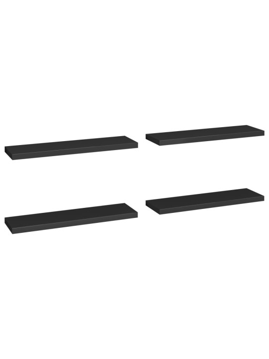 Plovoucí nástěnné police 4 ks černé 90 x 23,5 x 3,8 cm MDF
