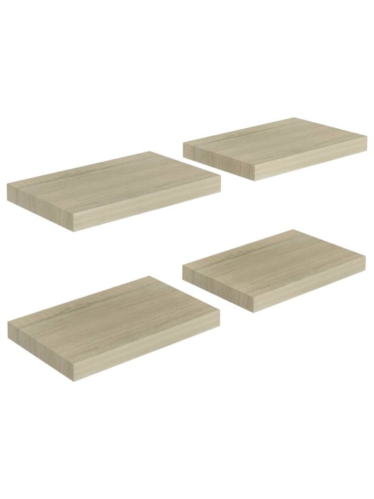 Plovoucí nástěnné police 4 ks dub 40 x 23 x 3,8 cm MDF