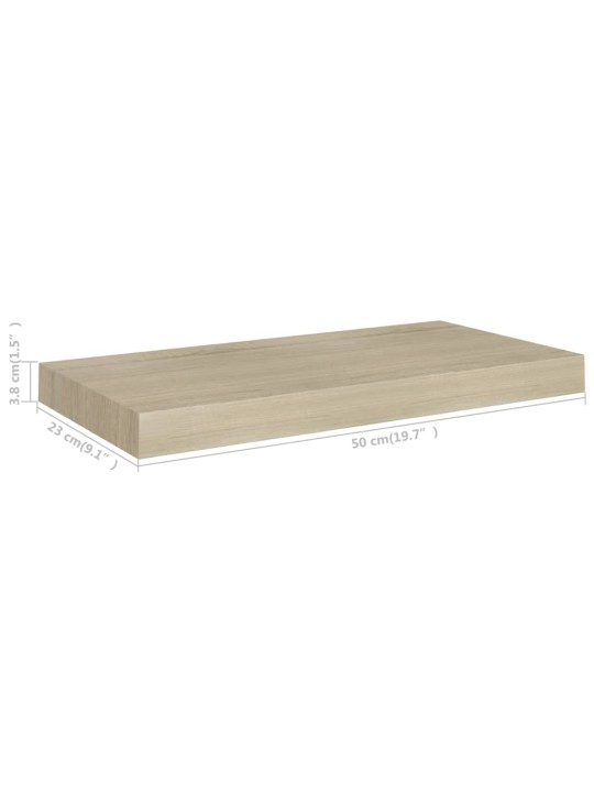 Plovoucí nástěnné police 4 ks dub 50 x 23 x 3,8 cm MDF