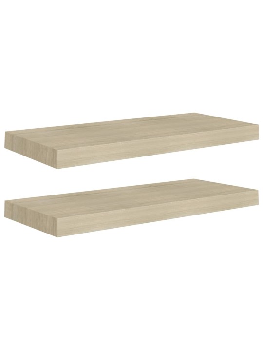 Plovoucí nástěnné police 2 ks dub 60 x 23,5 x 3,8 cm MDF