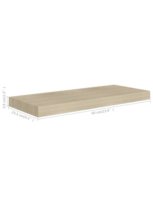 Plovoucí nástěnné police 4 ks dub 60 x 23,5 x 3,8 cm MDF