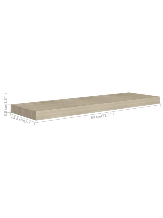 Plovoucí nástěnné police 4 ks dub 80 x 23,5 x 3,8 cm MDF