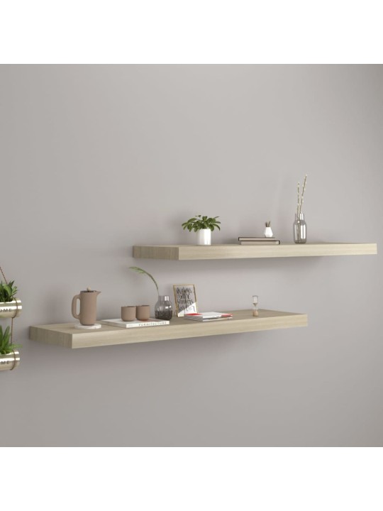 Plovoucí nástěnné police 2 ks dub 90 x 23,5 x 3,8 cm MDF