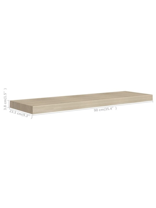 Plovoucí nástěnné police 4 ks dub 90 x 23,5 x 3,8 cm MDF