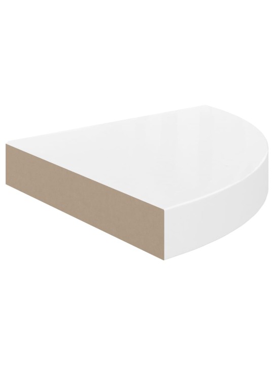 Plovoucí rohové police 2 ks bílé vysoký lesk 25x25x3,8 cm MDF