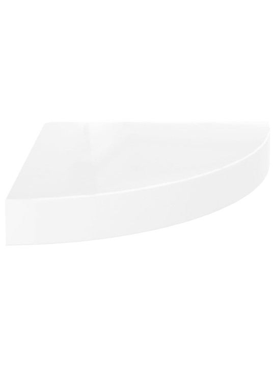 Plovoucí rohové police 4 ks bílé vysoký lesk 25x25x3,8 cm MDF
