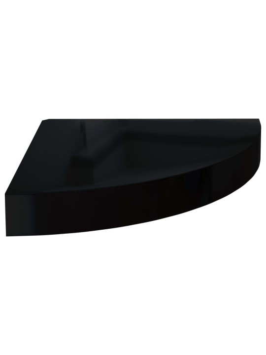 Plovoucí rohová police černá vysoký lesk 25 x 25 x 3,8 cm MDF