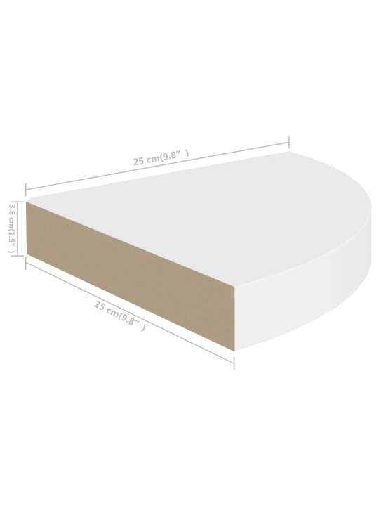 Plovoucí rohové police 4 ks bílé 25 x 25 x 3,8 cm MDF