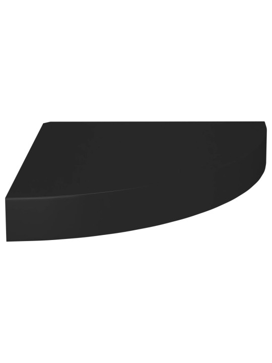 Plovoucí rohové police 2 ks černé 25 x 25 x 3,8 cm MDF