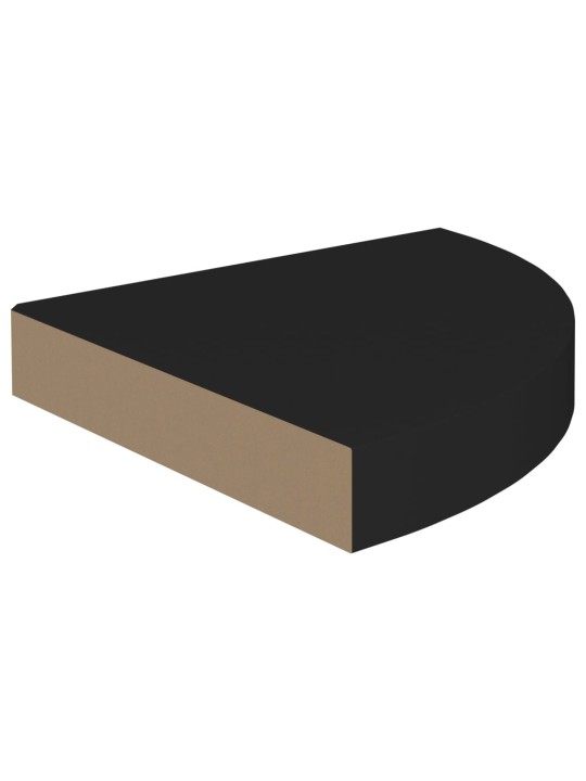 Plovoucí rohové police 2 ks černé 25 x 25 x 3,8 cm MDF