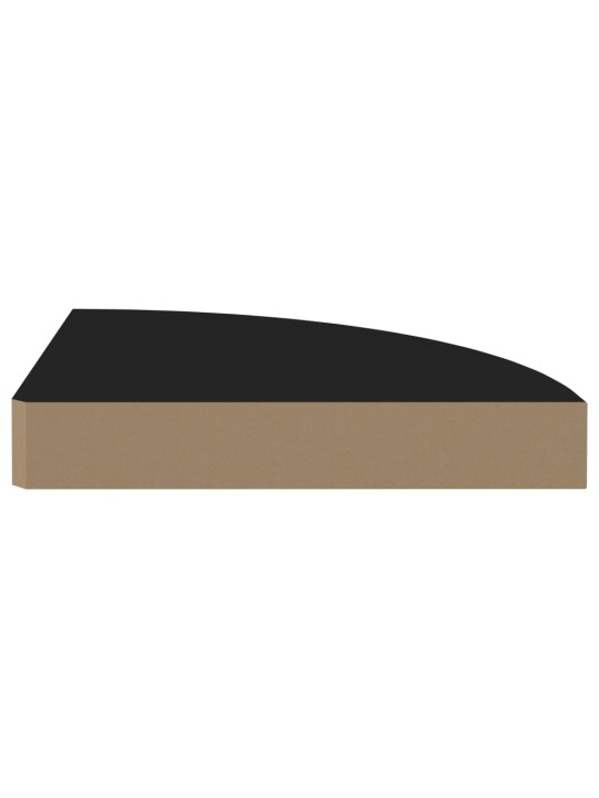 Plovoucí rohové police 2 ks černé 25 x 25 x 3,8 cm MDF