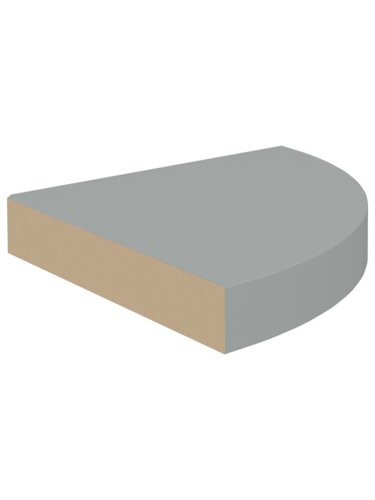 Plovoucí rohové police 4 ks šedé 25 x 25 x 3,8 cm MDF