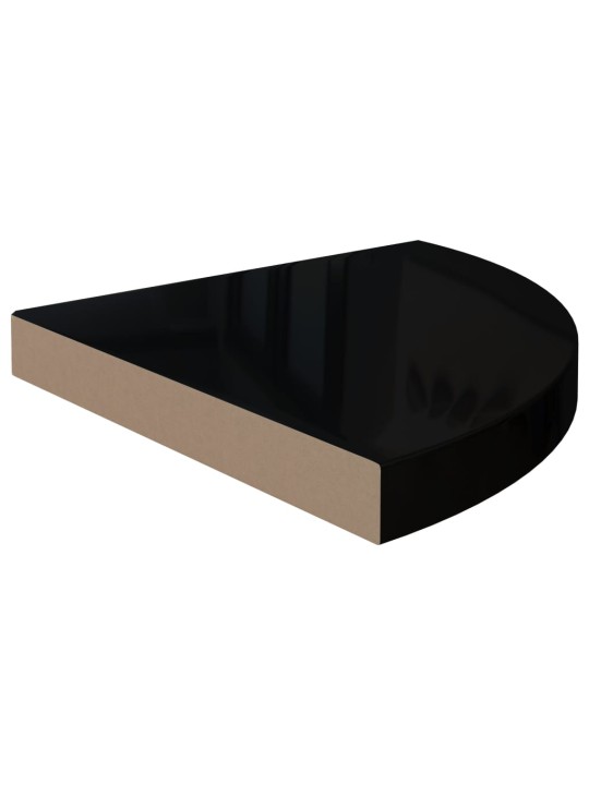 Plovoucí rohové police 2 ks černé vysoký lesk 35x35x3,8 cm MDF