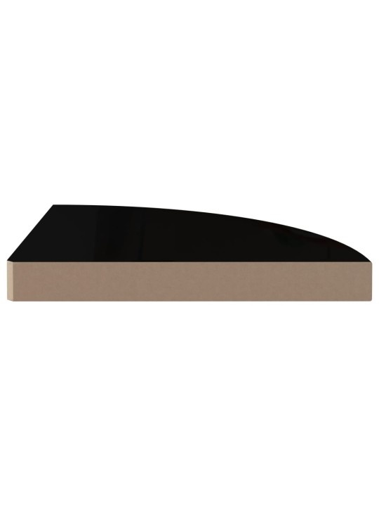Plovoucí rohové police 2 ks černé vysoký lesk 35x35x3,8 cm MDF