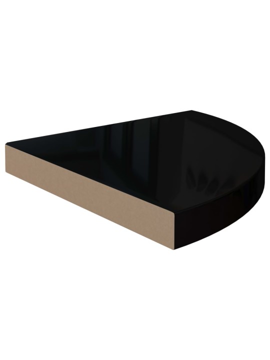 Plovoucí rohové police 4 ks černé vysoký lesk 35x35x3,8 cm MDF