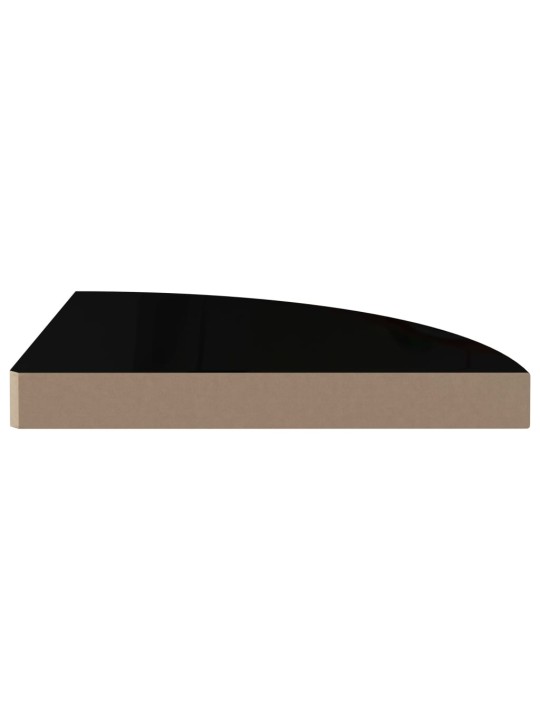 Plovoucí rohové police 4 ks černé vysoký lesk 35x35x3,8 cm MDF