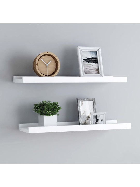 Poličky na zarámované obrázky 2 ks bílé 40 x 9 x 3 cm MDF