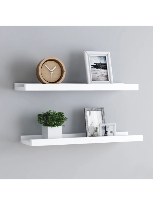 Poličky na zarámované obrázky 2 ks bílé 60 x 9 x 3 cm MDF