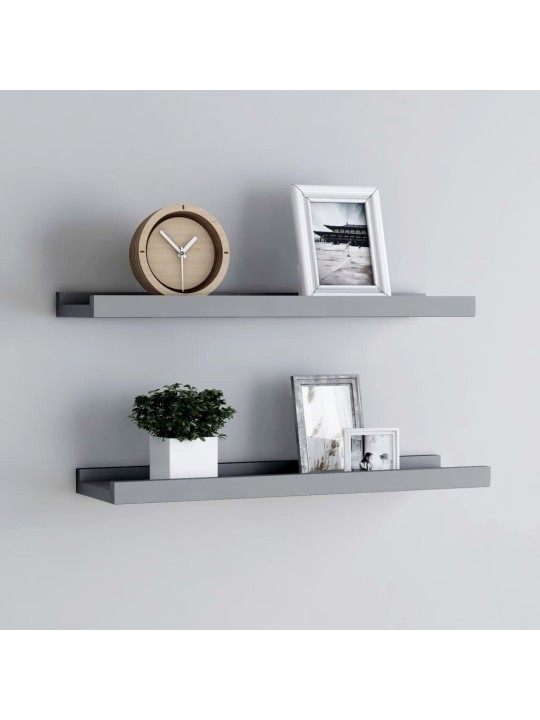 Poličky na zarámované obrázky 2 ks šedé 40 x 9 x 3 cm MDF