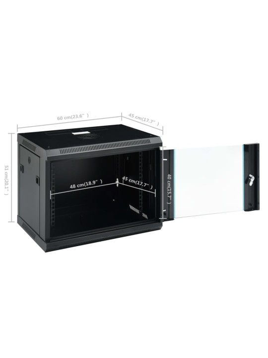 Nástěnná síťová rozvodná skříň 9U 19" IP20 600 x 450 x 510 mm