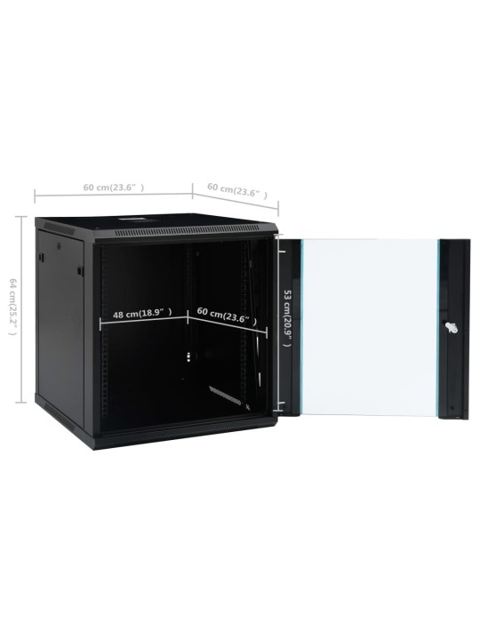 Nástěnná síťová rozvodná skříň 12U 19" IP20 600 x 600 x 640 mm